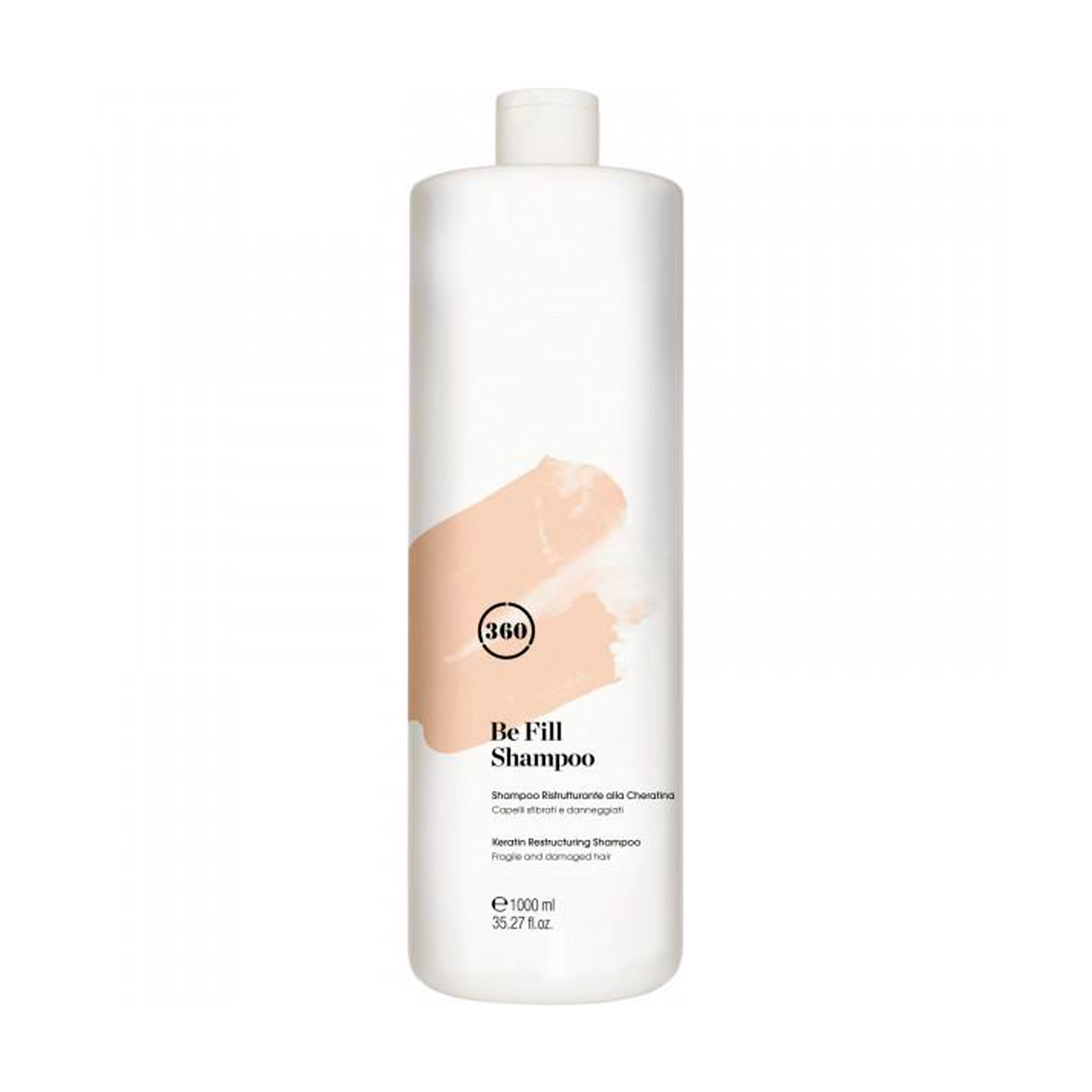 

Живильний шампунь 360 Hair Professional Be Fill Shampoo для ламкого та пошкодженого волосся, з кератином, 1 л