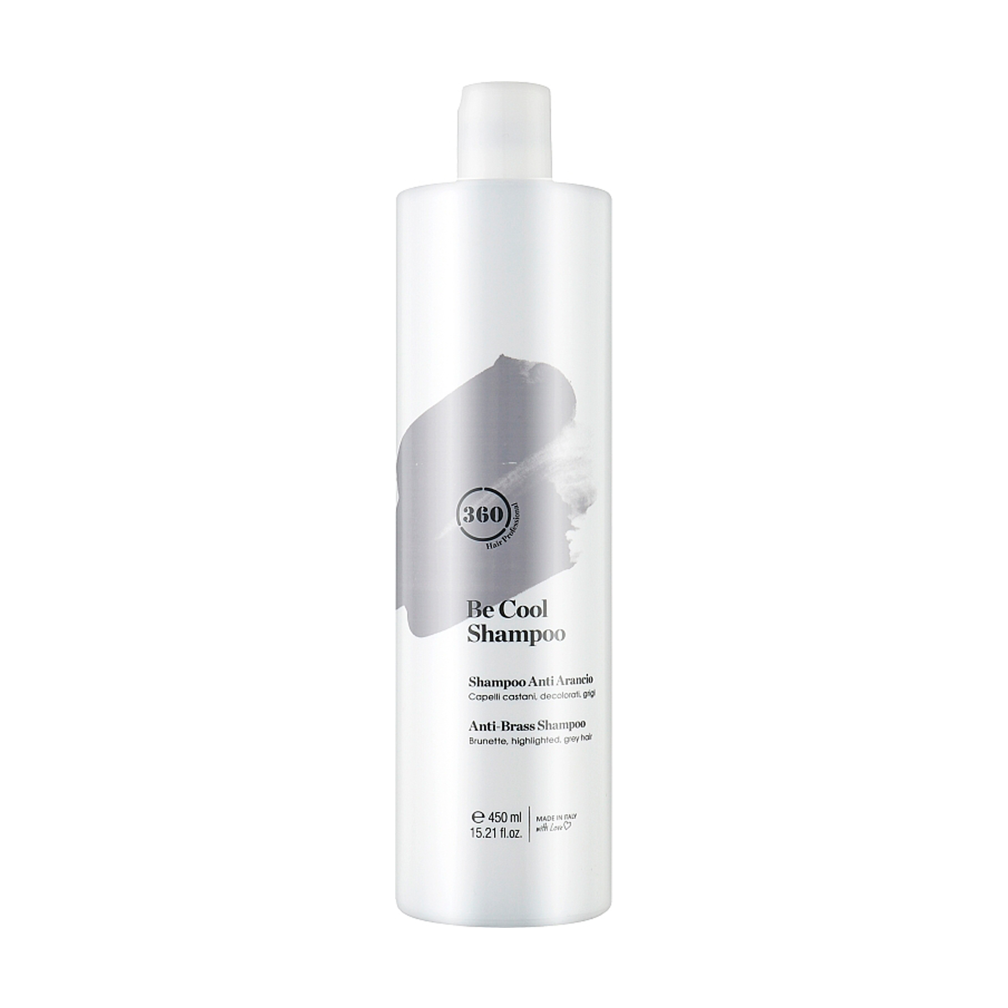 

Тонувальний шампунь 360 Hair Professional Be Cool Shampoo для темного, освітленого або сивого волосся, 450 мл