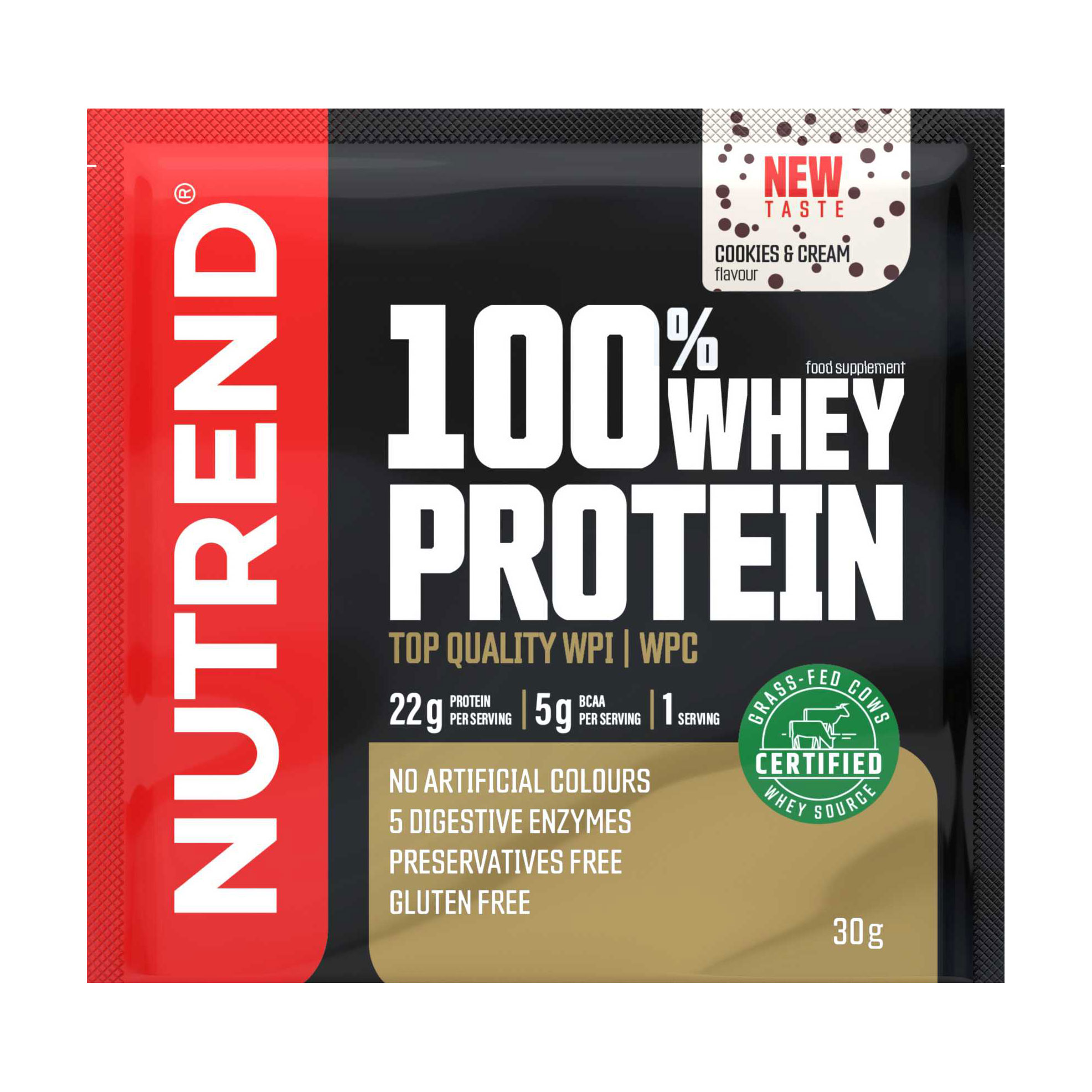 

Протеїн Nutrend 100% Whey Protein Печиво та крем, в порошку, 30 г