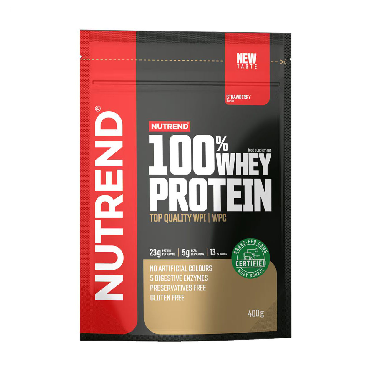 

Протеїн Nutrend 100% Whey Protein зі смаком полуниці, в порошку, 400 г