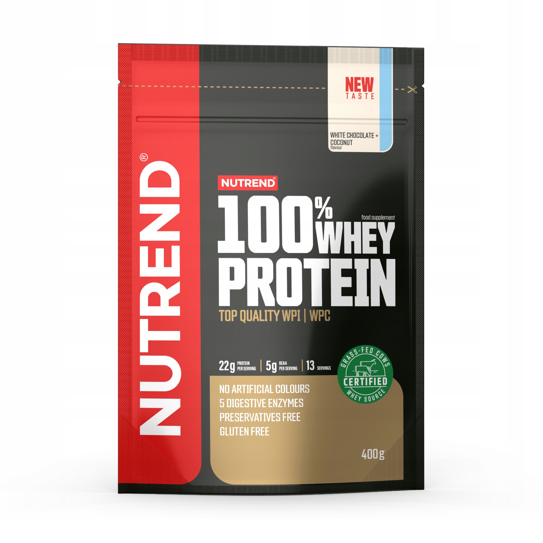 

Протеїн Nutrend 100% Whey Protein Білий шоколад + кокос, в порошку, 400 г