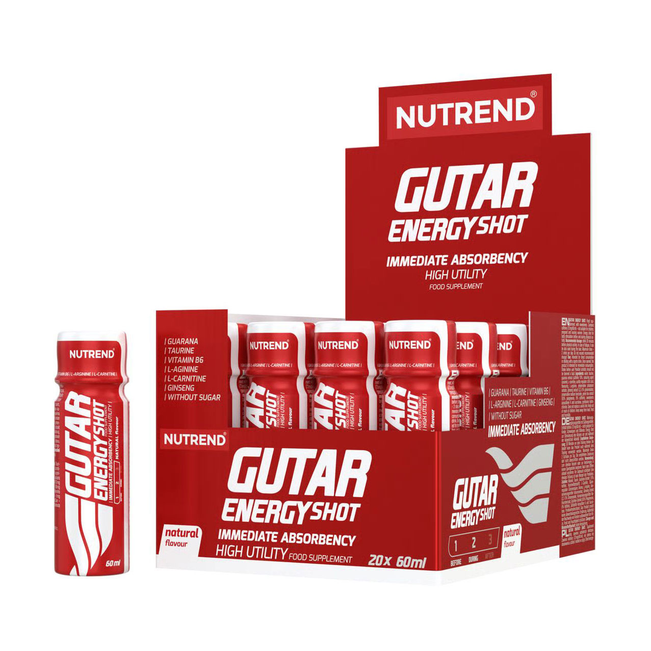

Передтренувальний комплекс Nutrend Gutar Energy Shot Nutrend, в рідині, 20*60 мл