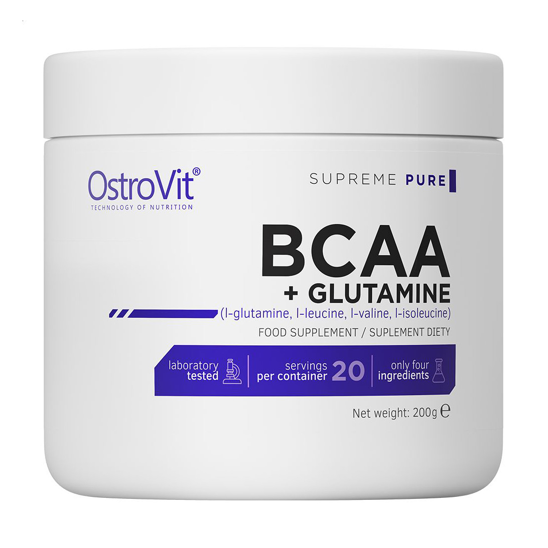 

Амінокислоти BCAA + L-Глютамін OstroVit BCAA + Glutamine без смаку, в порошку, 200 г