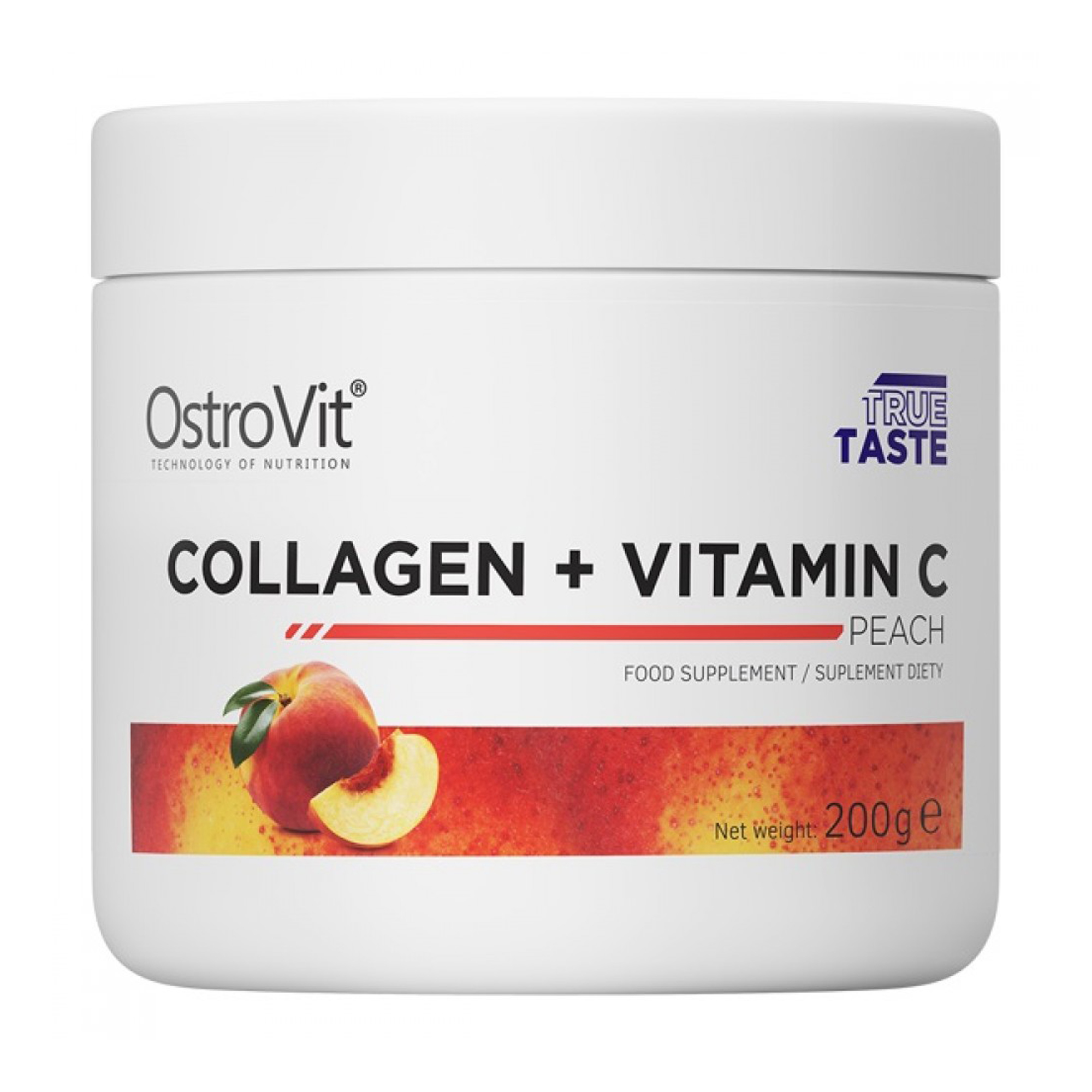 

Колаген та вітамін С OstroVit Collagen + Vitamin C, зі смаком персика, в порошку, 200 г