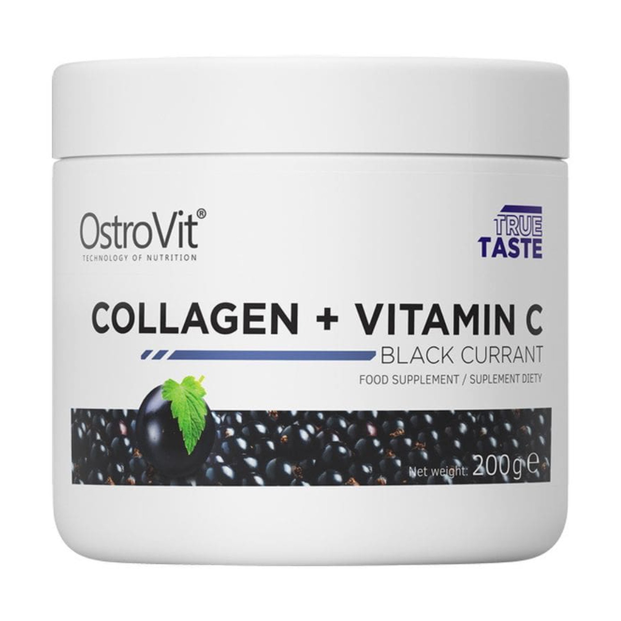 

Колаген та вітамін С OstroVit Collagen + Vitamin C, зі смаком чорної смородини, в порошку, 200 г