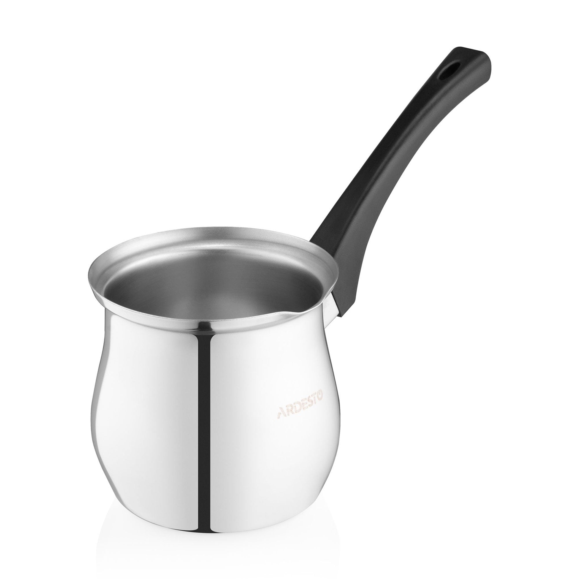

Турка Ardesto Black Mars неіржавка сталь, з бакелітовою ручкою, діаметр 10 см, 640 мл (AR0864SB)