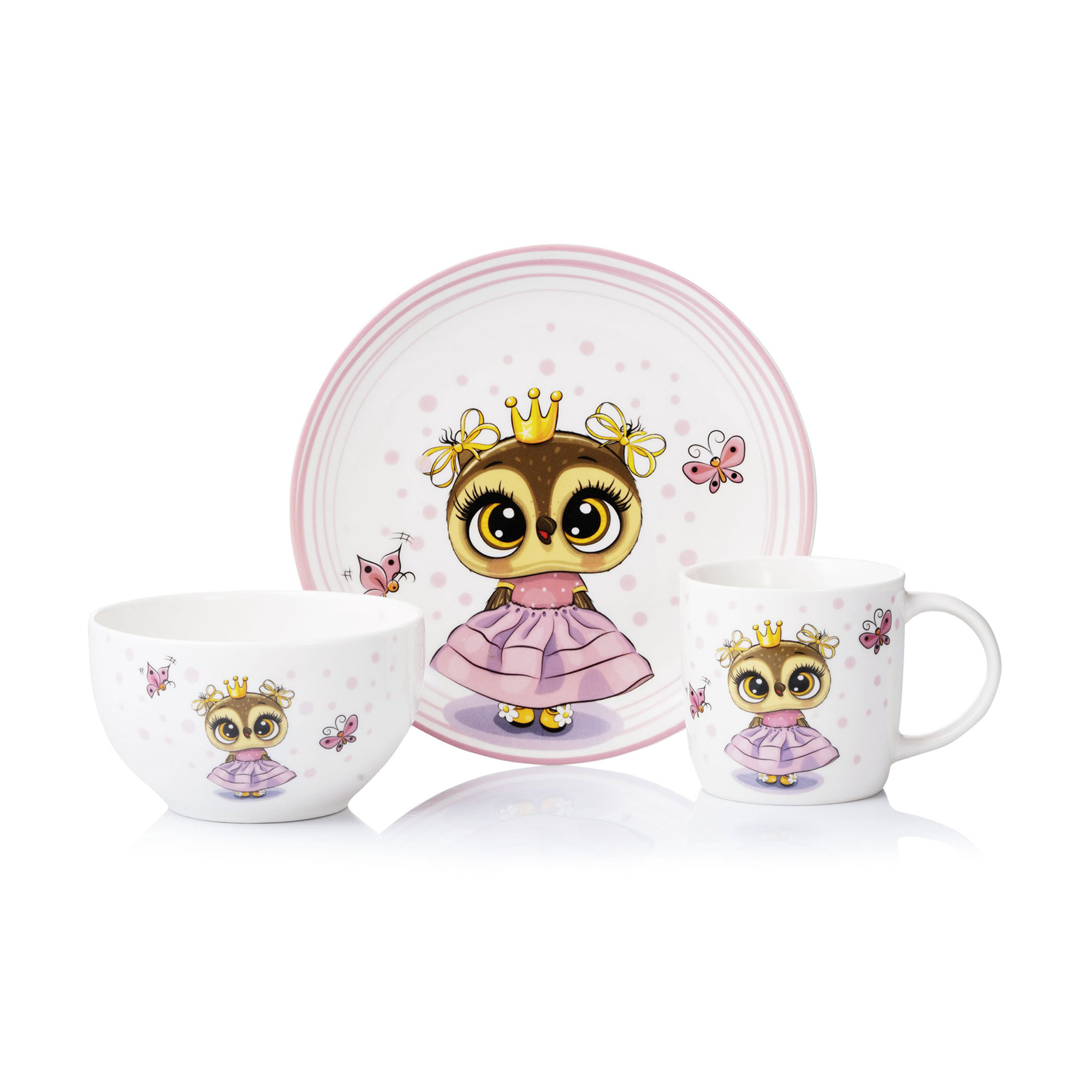 

Дитячий набір посуду Ardesto Princess Owl, 3 предмета (AR3453OS)