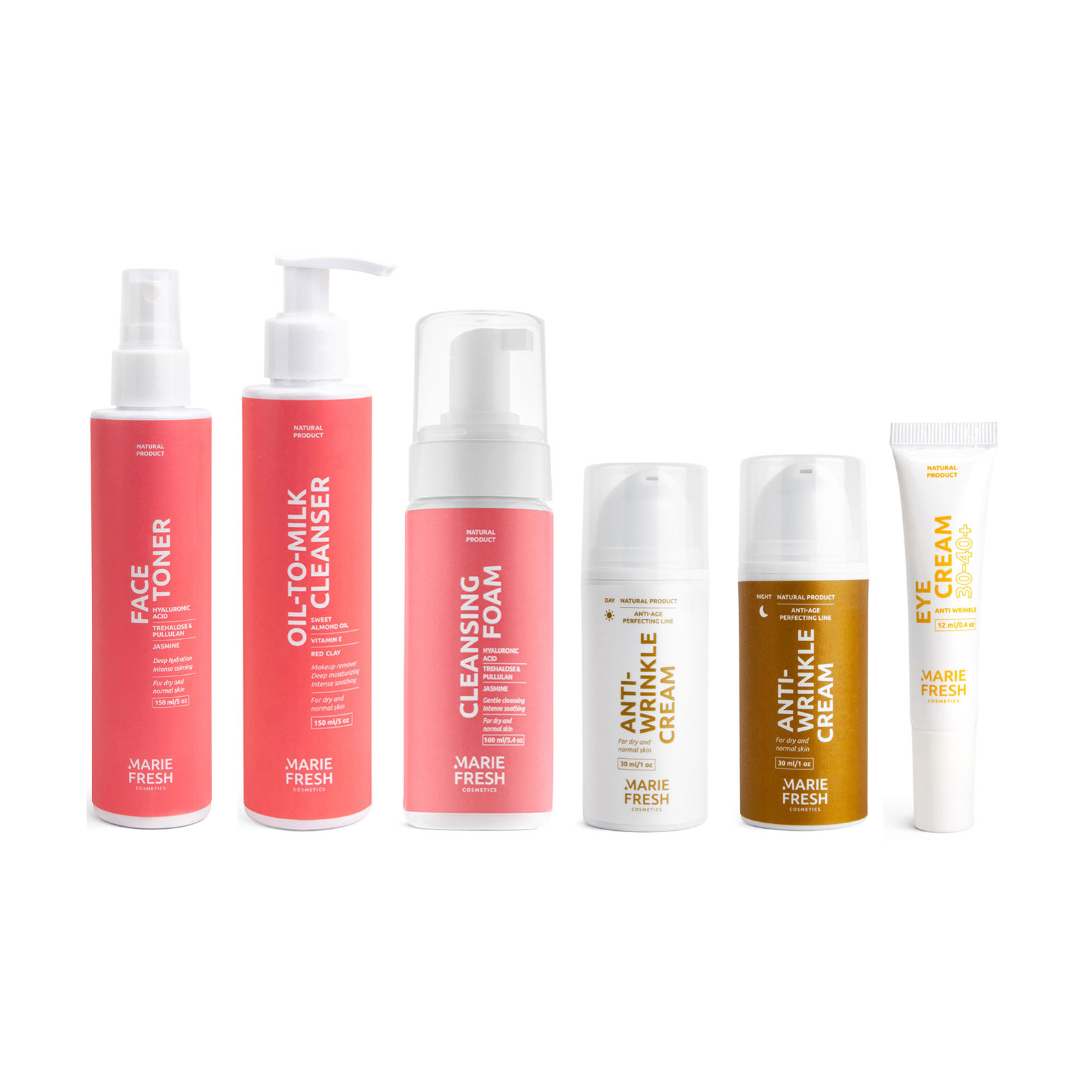 

Набір для догляду за обличчям Marie Fresh Cosmetics для зрілої, сухої та нормальної шкіри, 6 предметів