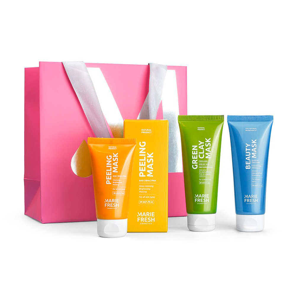 

Уцінка! Подарунковий набір для обличчя Marie Fresh Cosmetics Perfect Skin (маска-пілінг, 50 мл + маска, 50 мл + бьюті-маска, 100 г)