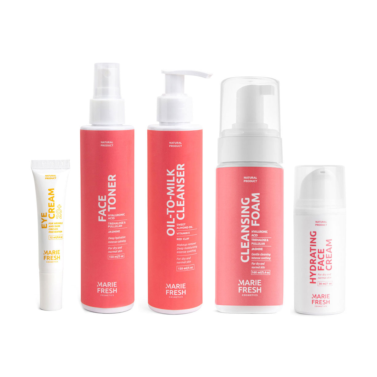 

Уцінка! Набір Marie Fresh Cosmetics Комплексний догляд за молодою, сухою та нормальною шкірою обличчя, 5 продуктів (з пінкою)