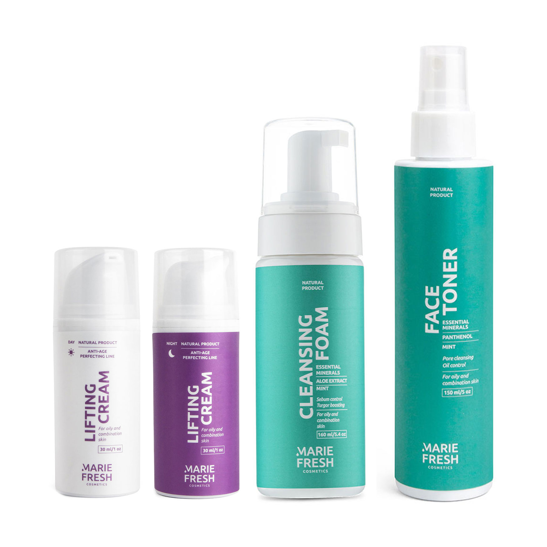 Уцінка! Набір Marie Fresh Cosmetics Найкращій мамі, для зрілої, жирної та комбінованої шкіри обличчя, 4 продукти