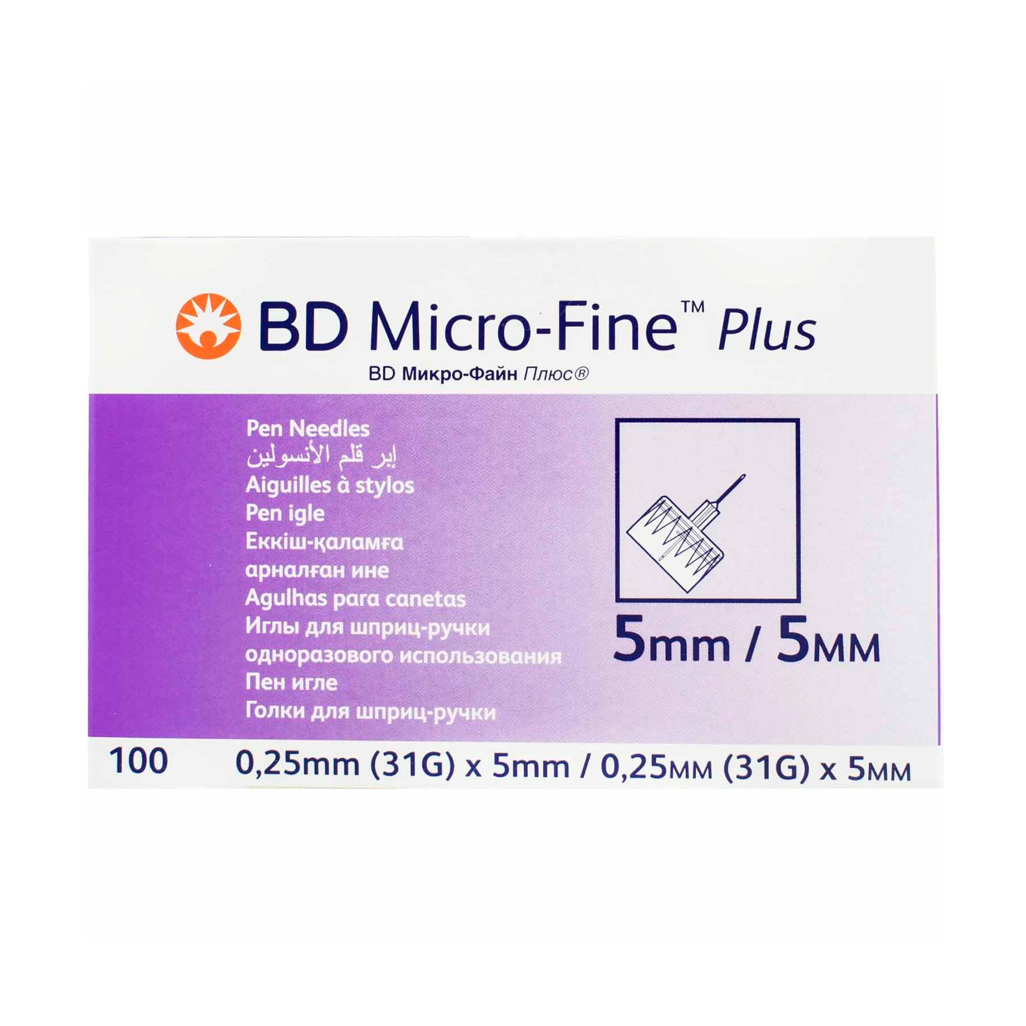 

Голка для шприц-ручки BD Micro-Fine Plus розмір 31G, 0.25*5 мм, 100 шт