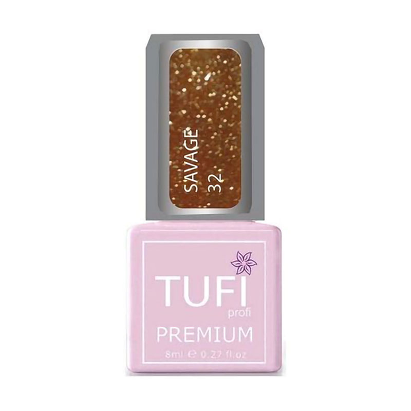 Уцінка! Гель-лак для нігтів Tufi profi Premium Savage 32 Світловідбиваючий Абу-Дабі, 8 мл