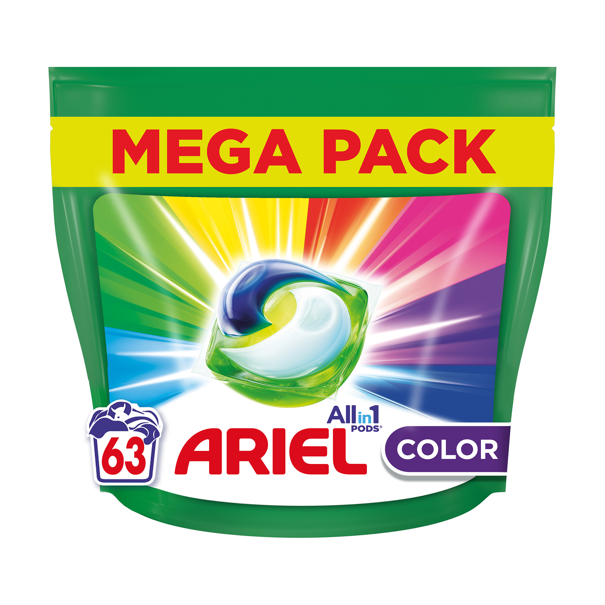 

Уцінка! Капсули для прання Ariel Pods All-in-1 Color, 63 цикли прання, 63 шт
