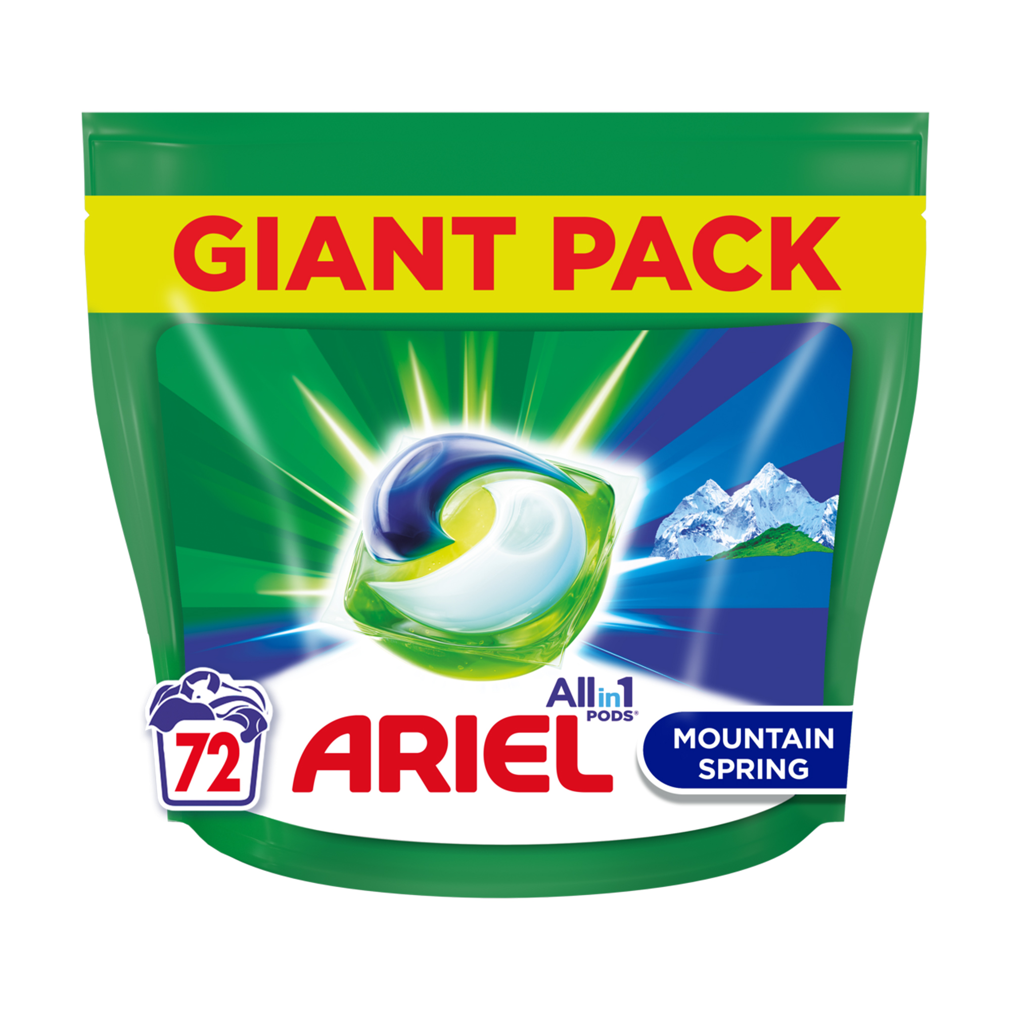 

Уцінка! Капсули для прання Ariel Pods All-in-1, Гірське джерело, 72 циклів прання, 72 шт