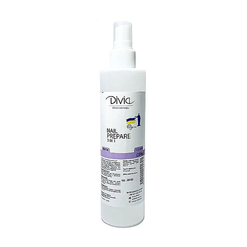 

Рідина для підготовки нігтів Divia Nail Prepare 3 in 1 з розпилювачем, 250 мл