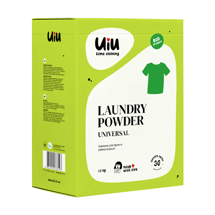 

Уцінка! Безфосфатний порошок для прання UIU Laundry Powder Universal, 30 циклів прання, 1.2 кг