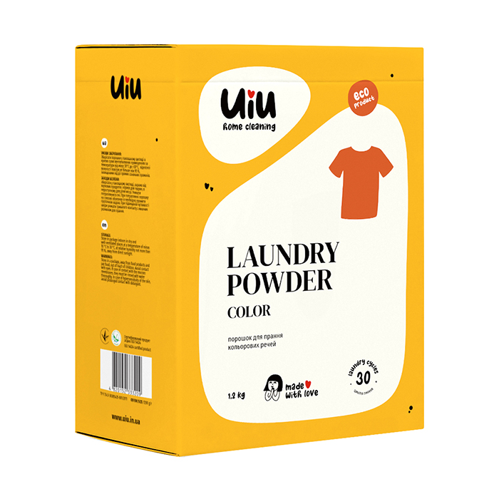

Уцінка! Безфосфатний порошок для прання UIU Laundry Powder Color, 30 циклів прання, 1.2 кг