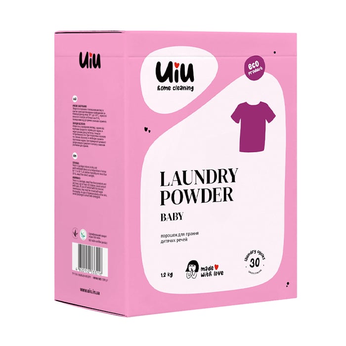 

Уцінка! Безфосфатний порошок для прання UIU Laundry Powder Baby, 30 циклів прання, 1.2 кг