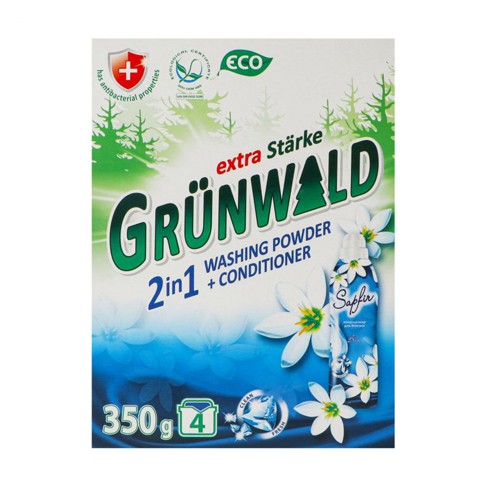 

Пральний порошок Grunwald Універсальний 2в1, 4 цикли прання, 350 г