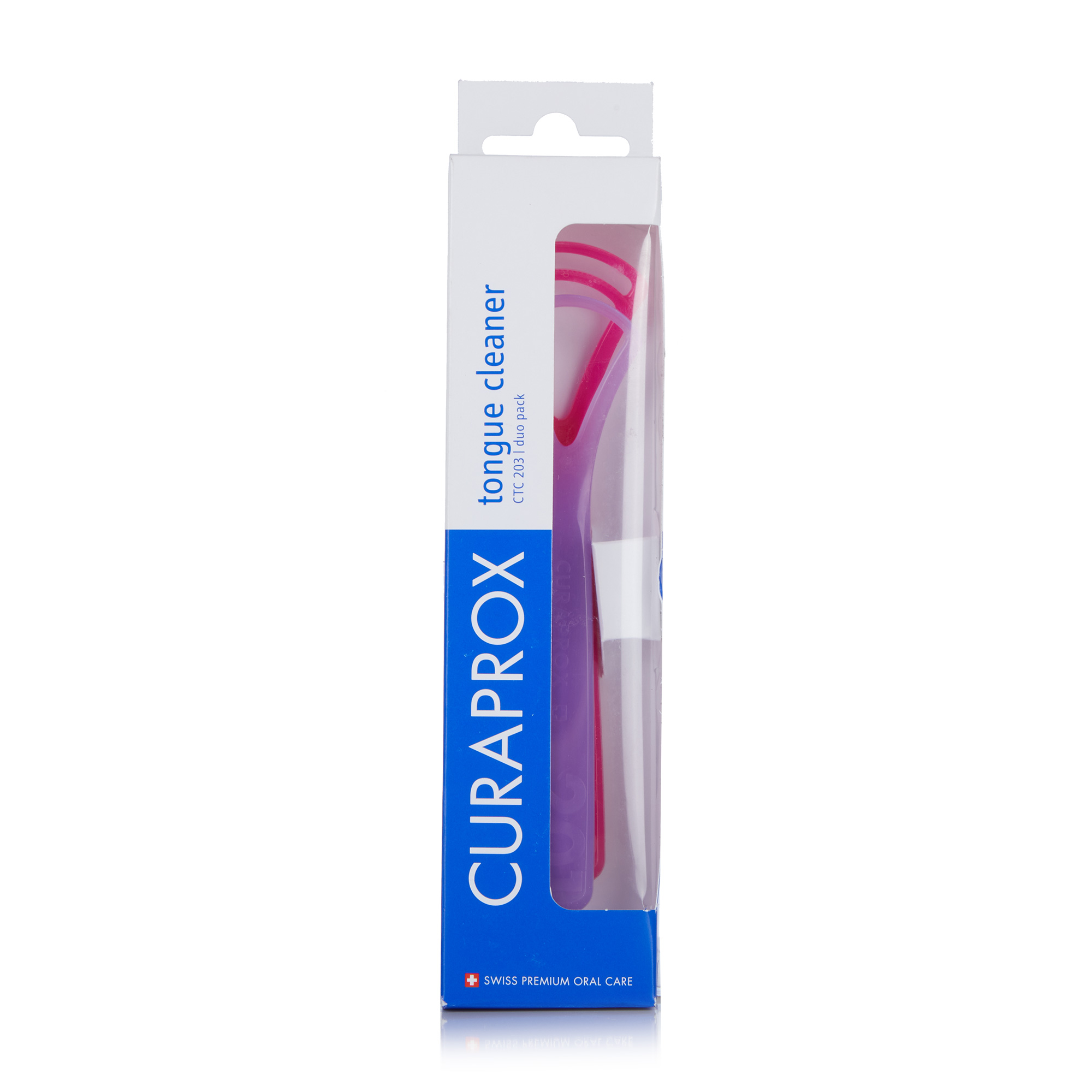 Акція на Набір для очищення язика Curaprox Tongue Cleaner CTC 203 (скребок з одним лезом, 1 шт + скребок з подвійним лезом, 1 шт) від Eva