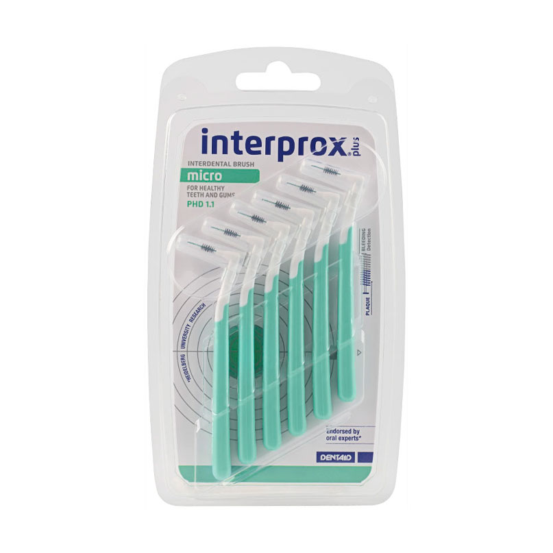 

Міжзубні щітки Dentaid Interprox Plus 2G Micro, зелені, 1.1 мм, 6 шт