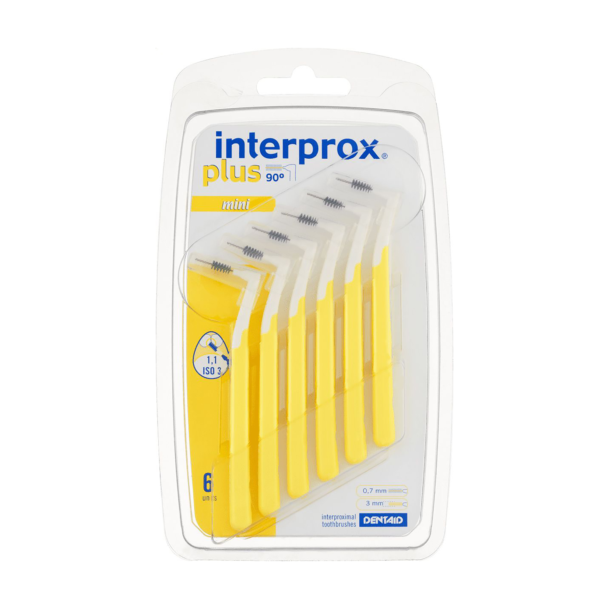 

Міжзубні щітки Dentaid Interprox Plus Mini, жовті, 1.1 мм, 6 шт