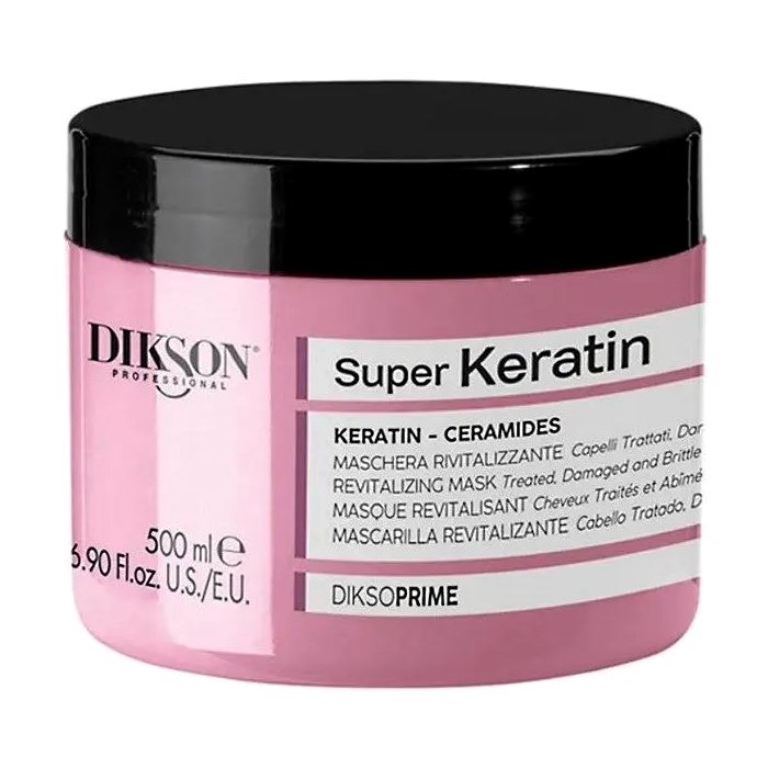 

Відновлювальна маска Dikson DiksoPrime Super Keratin Mask для фарбованого, пошкодженого та ламкого волосся, з кератином та церамідами, 500 мл