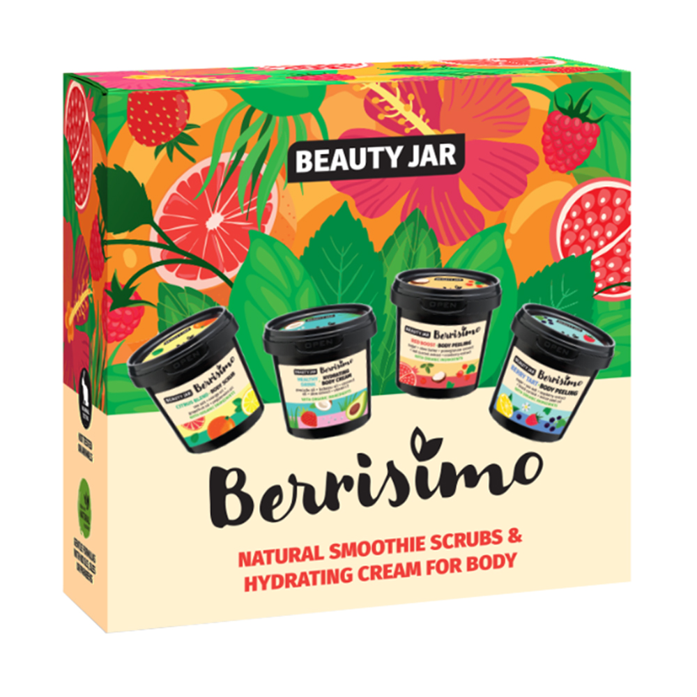 

Набір для тіла Beauty Jar Berrisimo Hydrating (пілінг Red Boost, 160 г + пілінг Berry, 200 г + скраб Citrus Blend, 200 г + крем Healthy Drink, 155 мл)