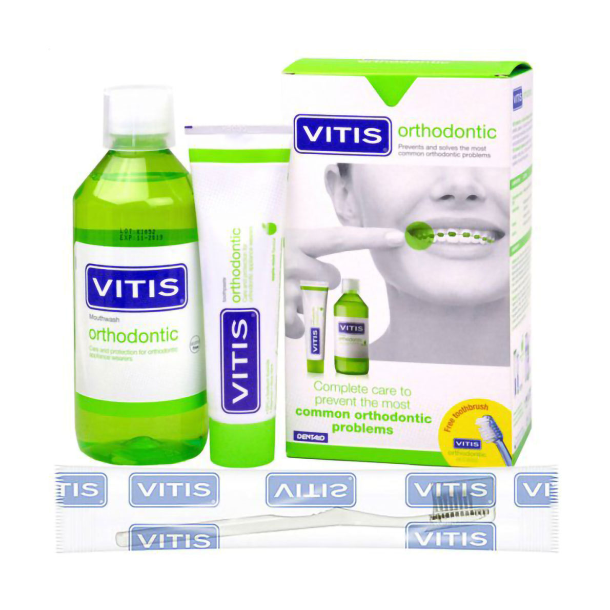 

Уцінка! Набір для ротової порожнини Dentaid Vitis Orthodontic (зубна паста, 100 мл + ополіскувач, 500 мл + щітка прозора, 1 шт)