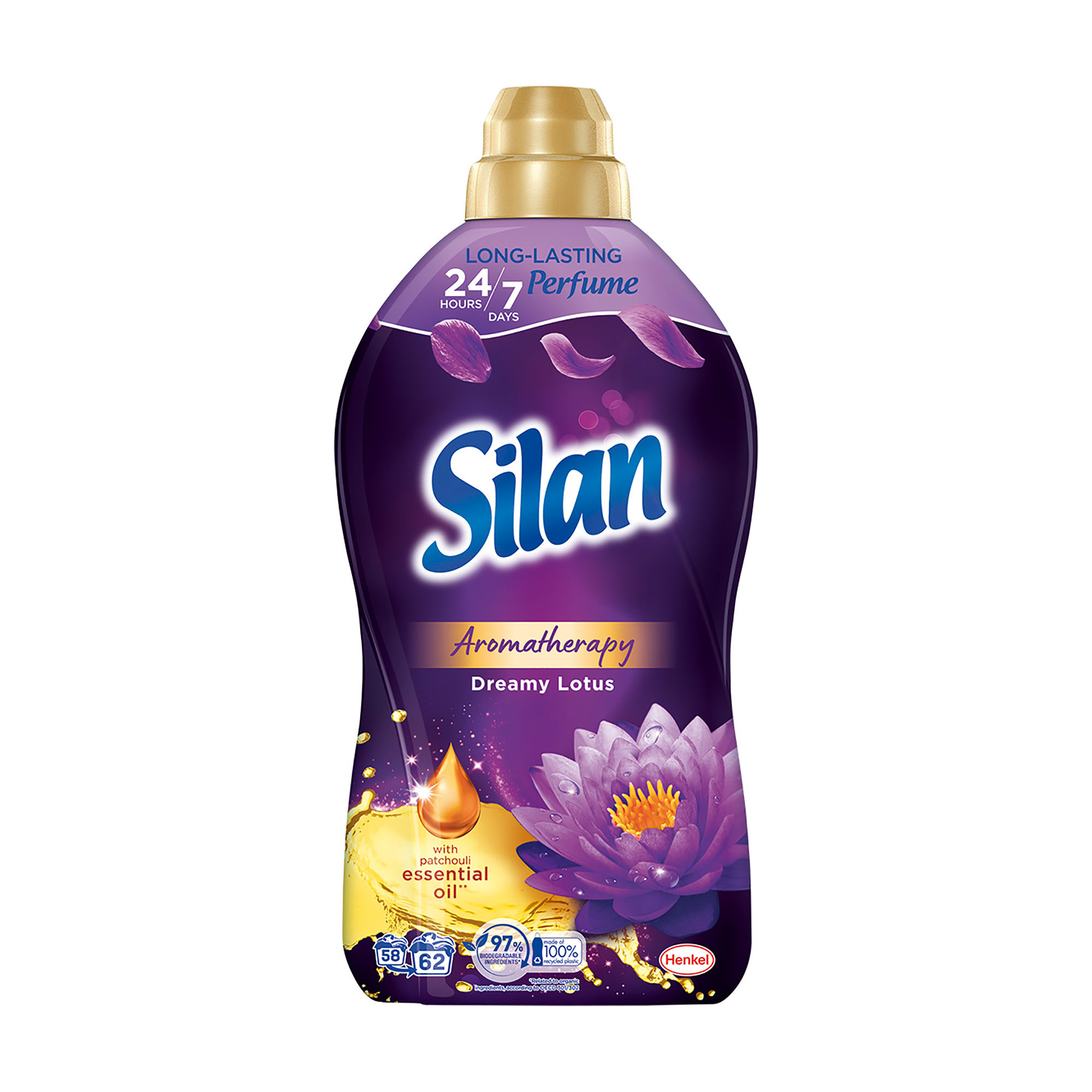 

Кондиціонер для білизни Silan Aromatherapy Dreamy Lotus, 62 цикли прання, 1.364 л