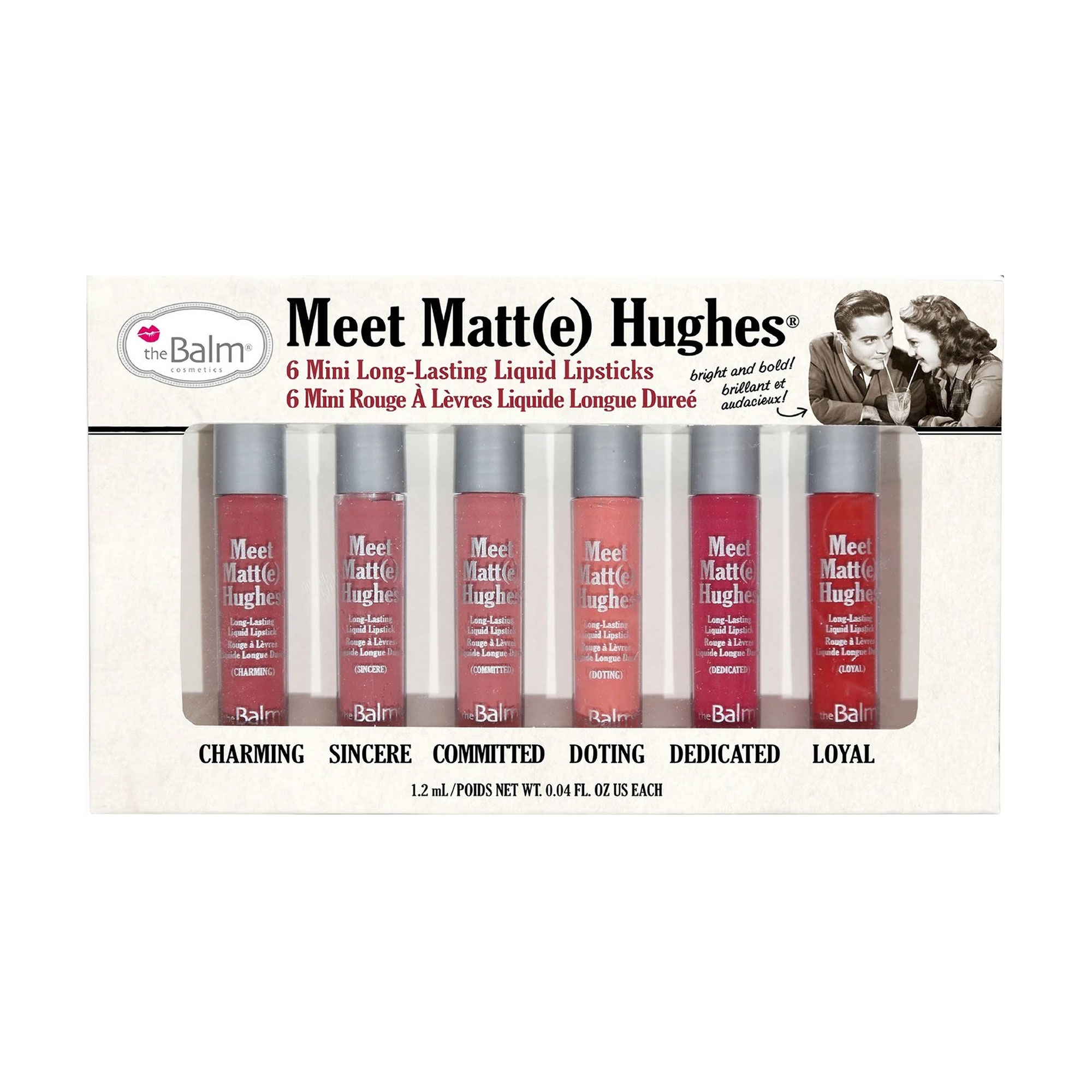 

Уцінка! Набір рідких матових помад для губ theBalm Meet Matt(e) Hughes (Charming + Sincere + Committed + Doting + Dedicated + Loyal), 6*1.2 мл