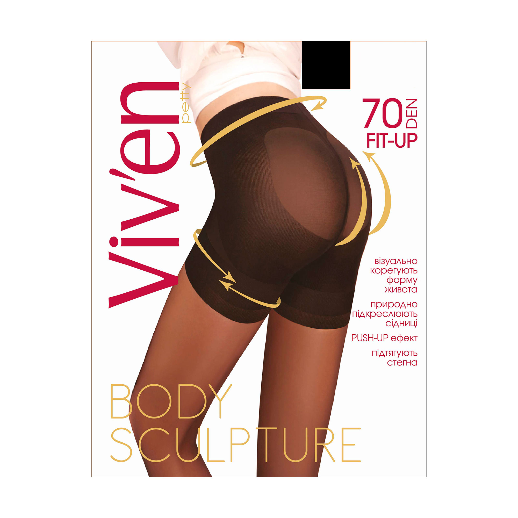

Колготки жіночі Viv'en petty Fit Up, 70 DEN, чорний, розмір 4