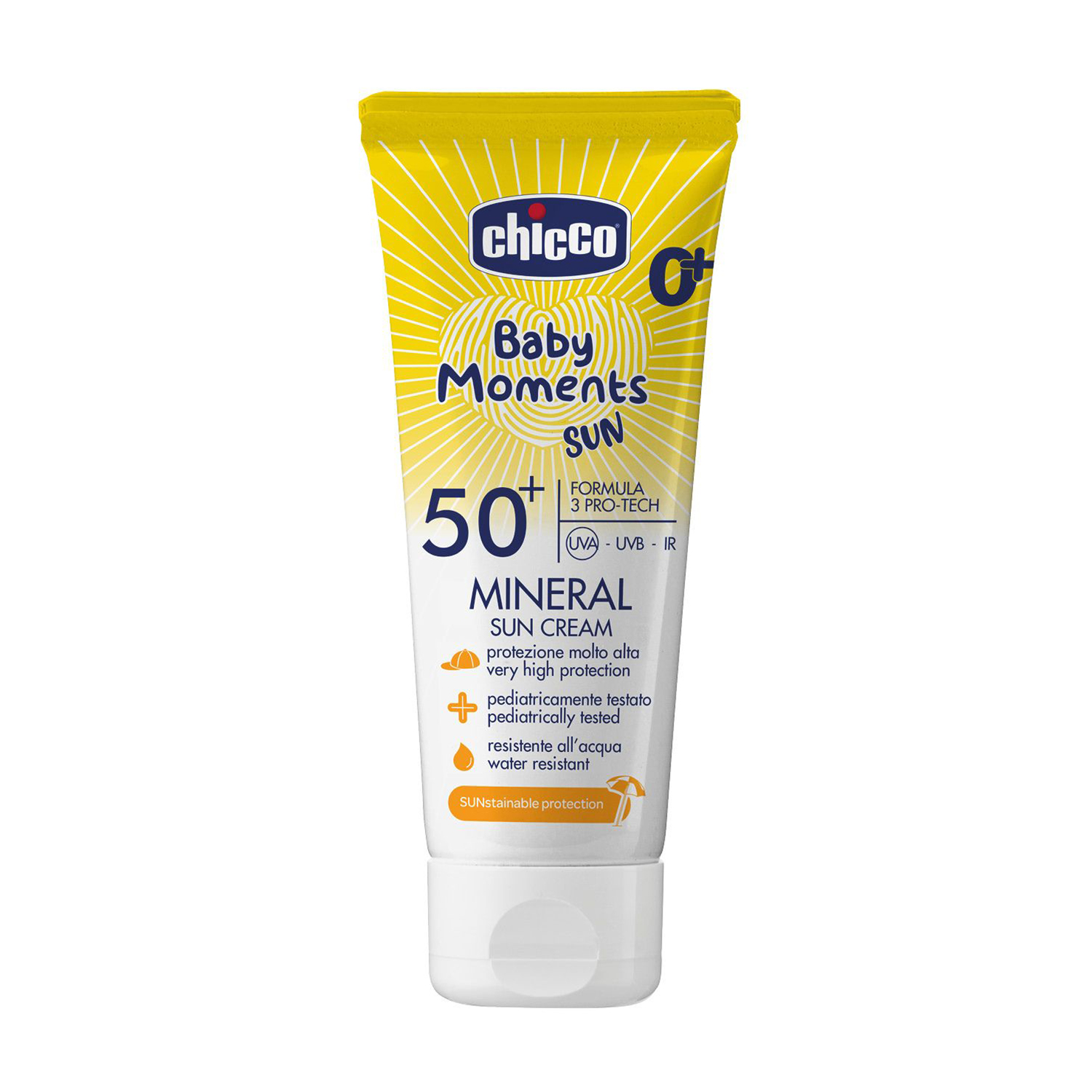 

Дитячий сонцезахисний мінеральний крем Chicco Baby Moments Mineral Sun Cream SPF 50+, 75 мл