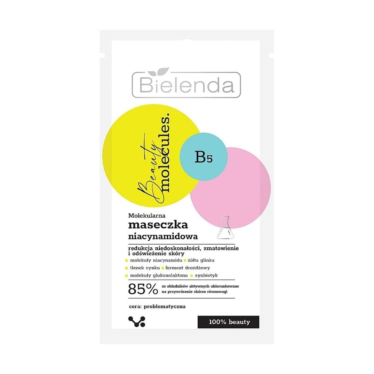 

Молекулярна маска для обличчя Bielenda Beauty Molecules Face Mask для проблемної шкіри, з ніацинамідом, 8 г