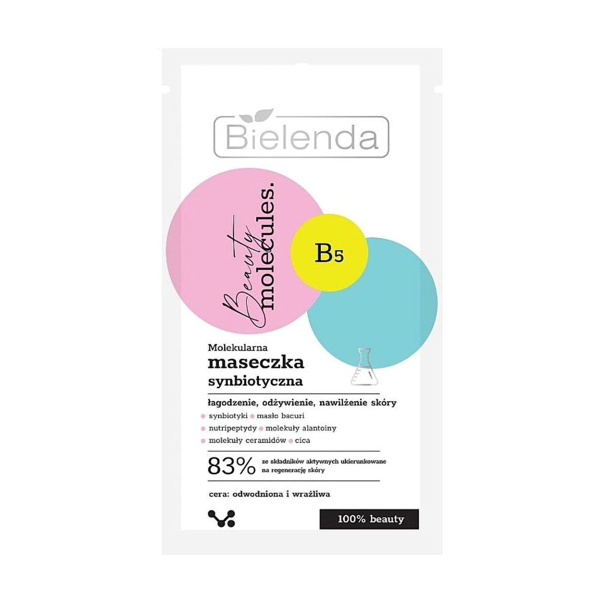 

Молекулярна синбіотична маска для обличчя Bielenda Beauty Molecules Face Mask для зневодненої та чутливої шкіри, 8 г