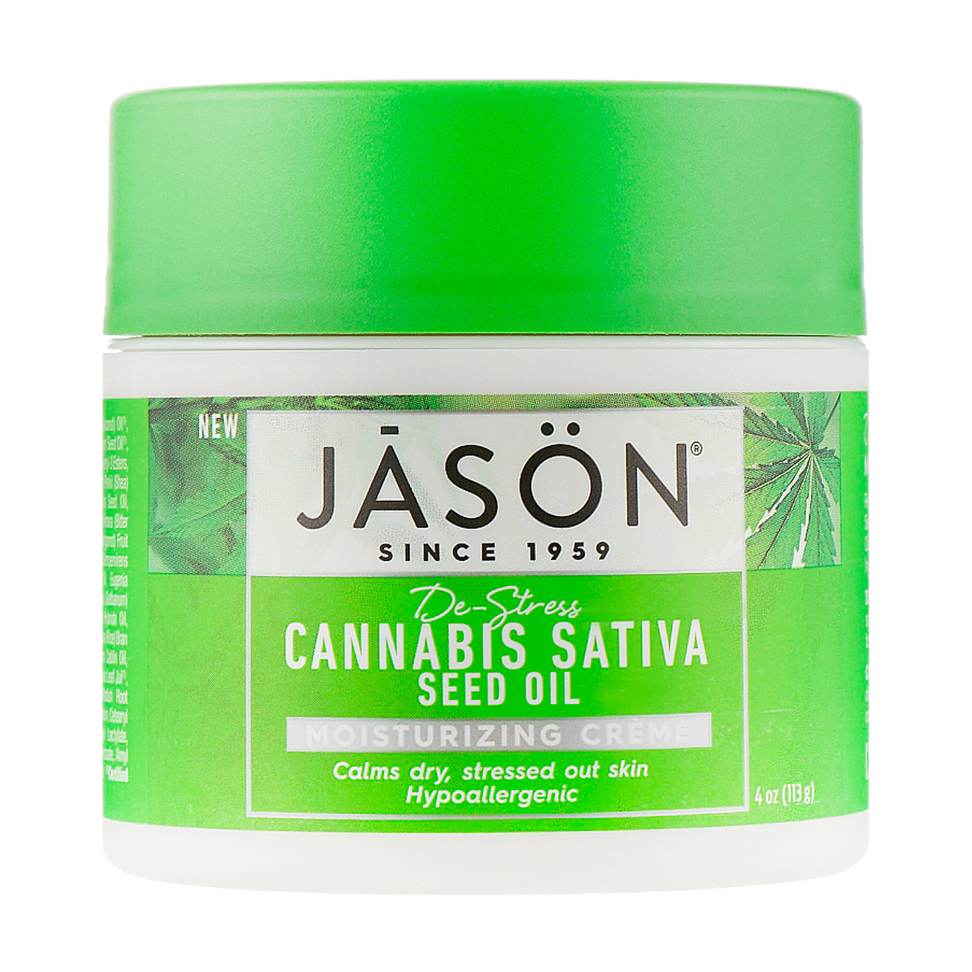 

Зволожувальний крем Jason Natural Cosmetics Cannabis Sativa Seed Oil Moisturizing Cream для сухої шкіри тіла, з олією насіння конопель, 113 г