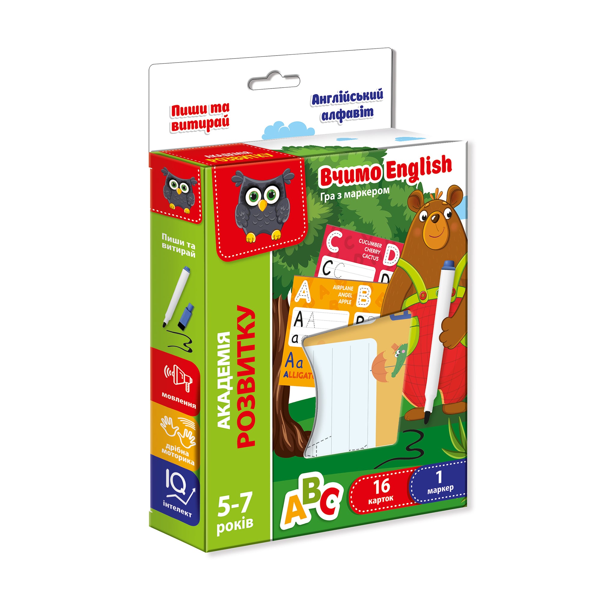 

Розвивальна гра Vladi Toys Пиши та витирай. Англійський алфавіт, 16 карток, 1 маркер, від 5 років (VT5010-23)