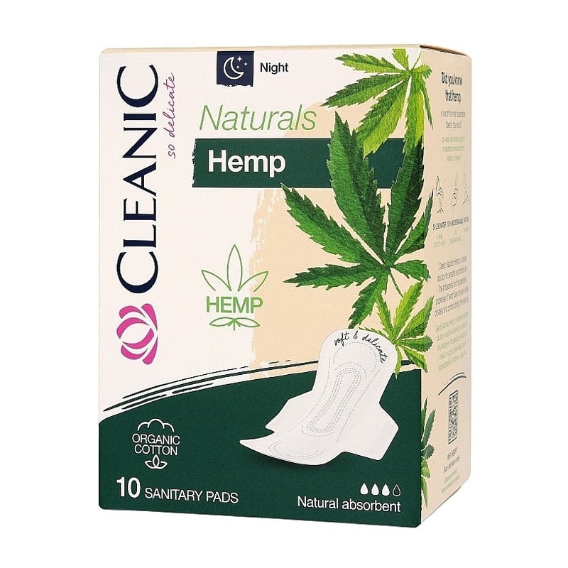 

Уцінка! Гігієнічні прокладки нічні Cleanic Naturals Hemp, 10 шт