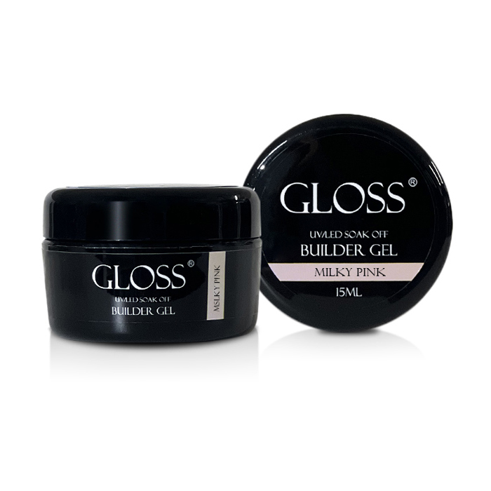

Уцінка! Однофазний гель для нігтів Gloss Builder Gel UV/LED Soak Off, Milky Pink, 15 мл