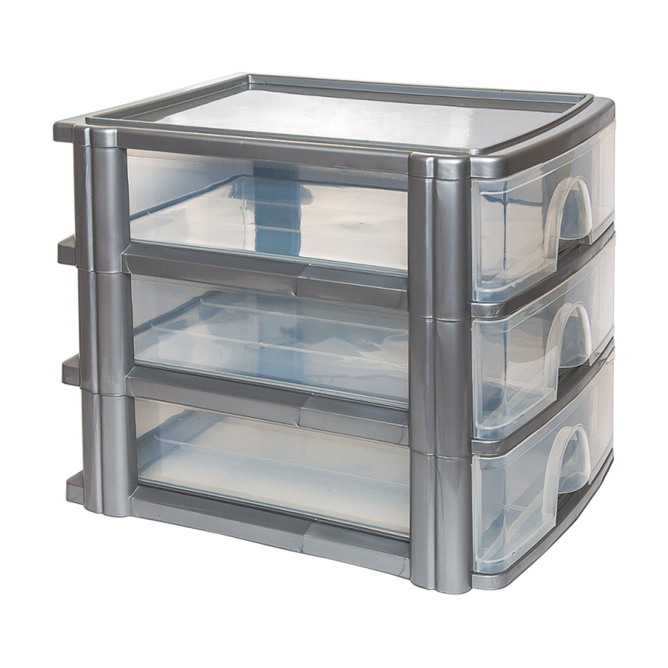 

Комод на 3 ящика Irak Plastik міні, прозоро-сірий, 35*27.5*30.5 см (5433)