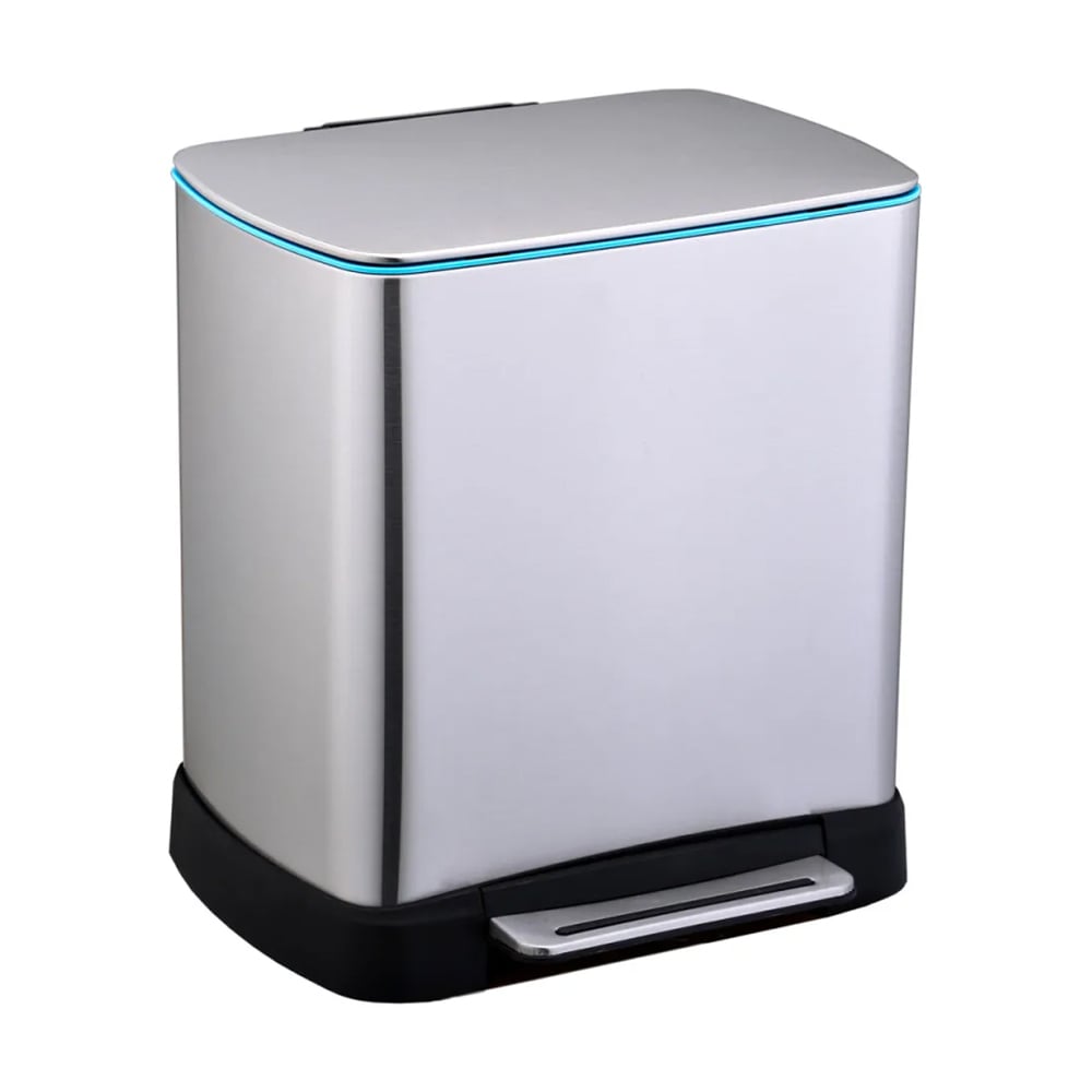 

Уцінка! Відро для сортування сміття Jah з педаллю та внутрішнім відром, прямокутне, срібний металік, 39.3*34.5*41.5 см, 20 л (7025)