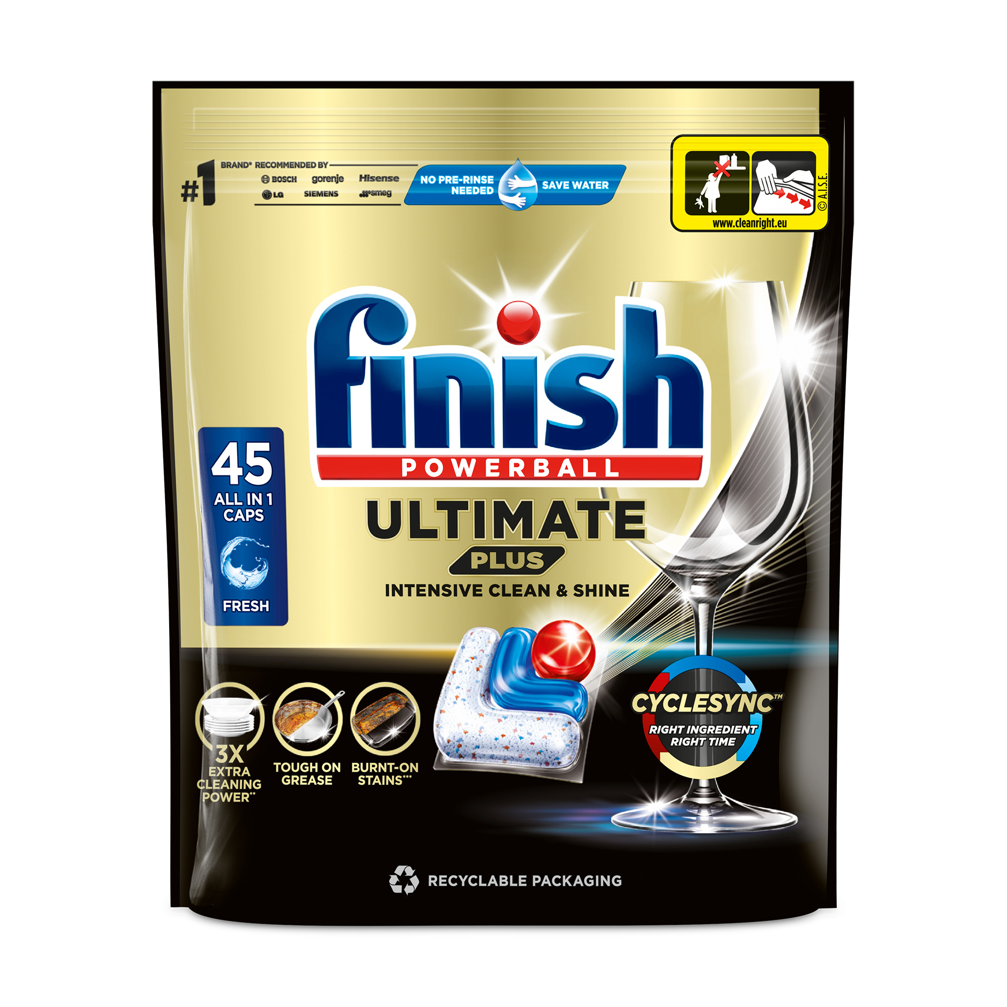 

Уцінка! Таблетки для посудомийної машини Finish Power Ball Ultimate Plus All in 1, 45 шт