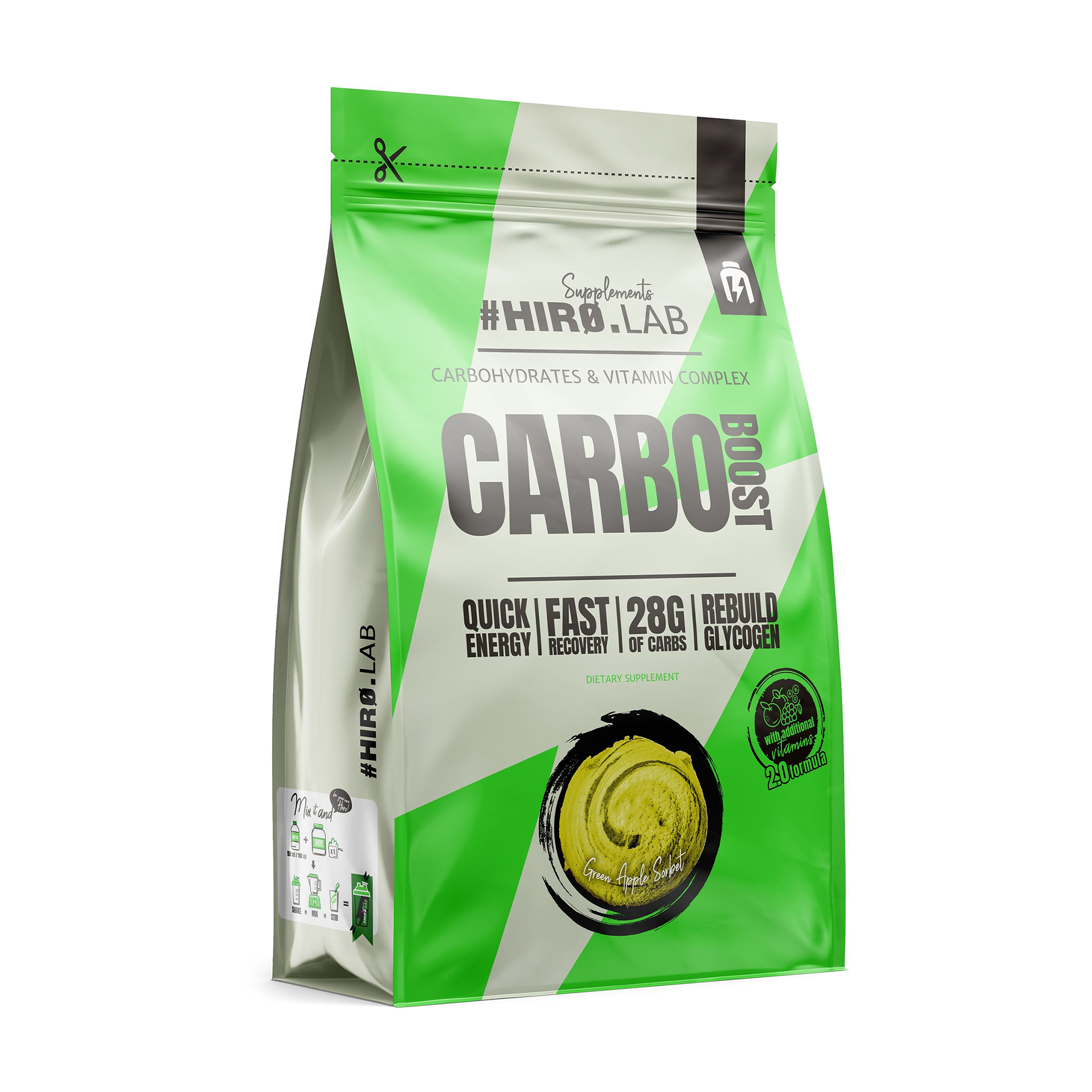 

Вуглеводи Hiro.Lab Carbo Boost Сорбет із зелених яблук, в порошку, 1 кг