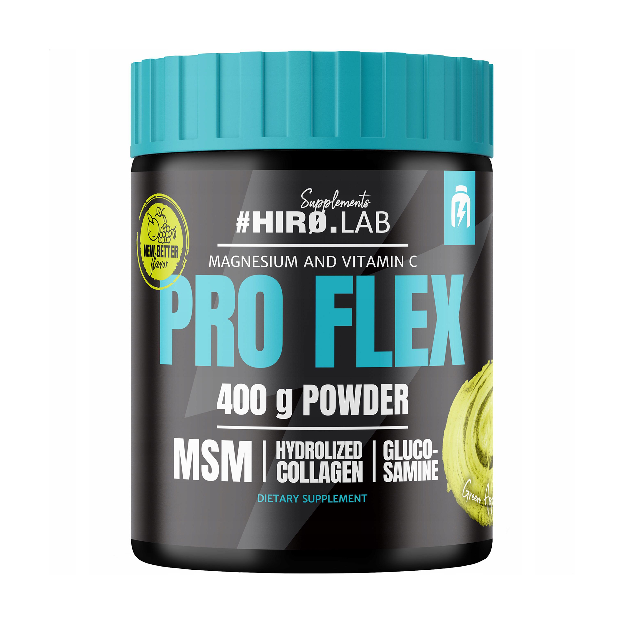 

Комплекс для суглобів та зв'язок Hiro.Lab Pro Flex Сорбет із зелених яблук, в порошку, 400 г