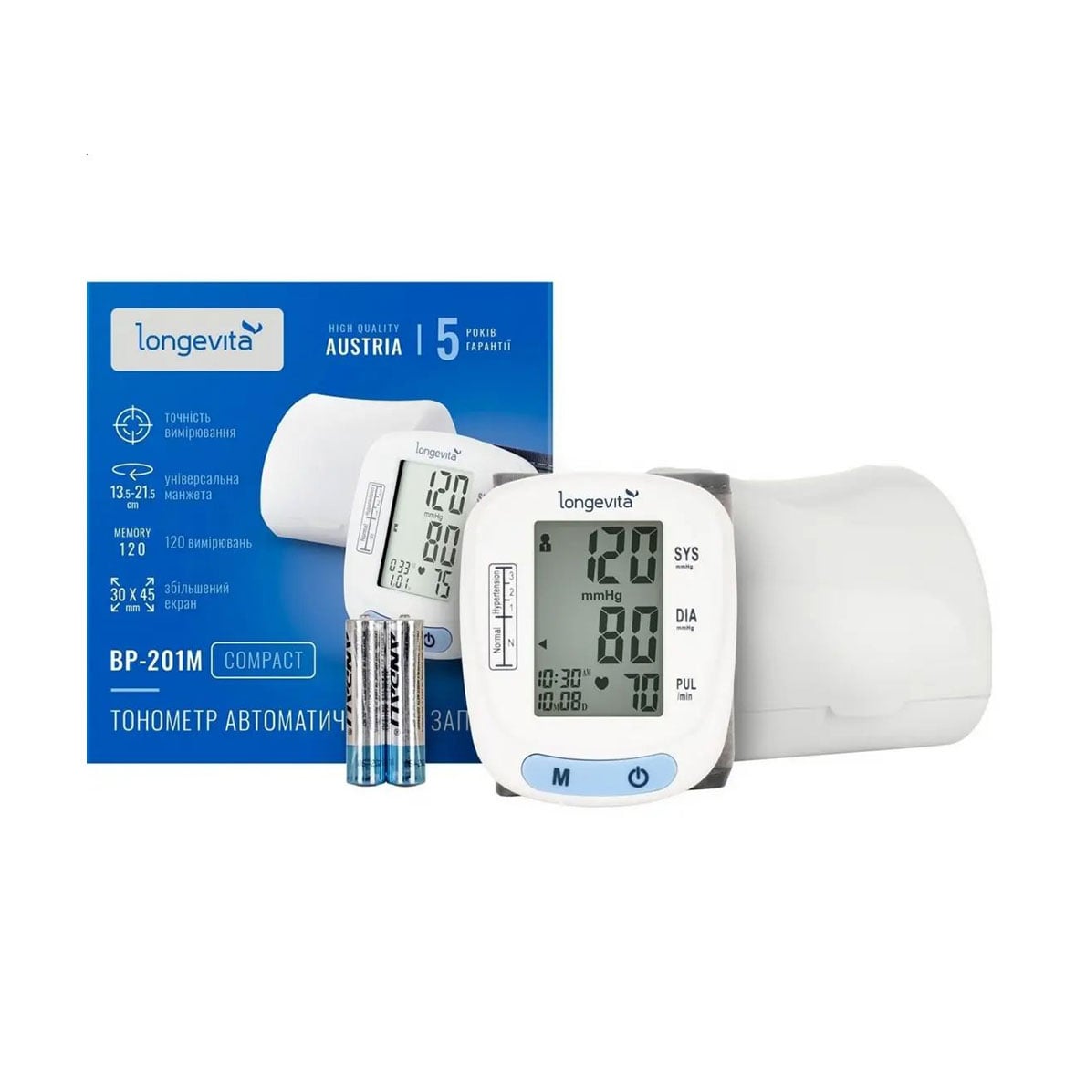 

Автоматичний тонометр Longevita Compact, на зап'ястя (BP-201M)