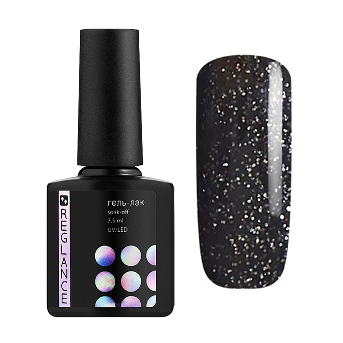 

Гель-лак для нігтів Reglance Gel Polish 028 Чорний з білим мікроблиском, 7.5 мл