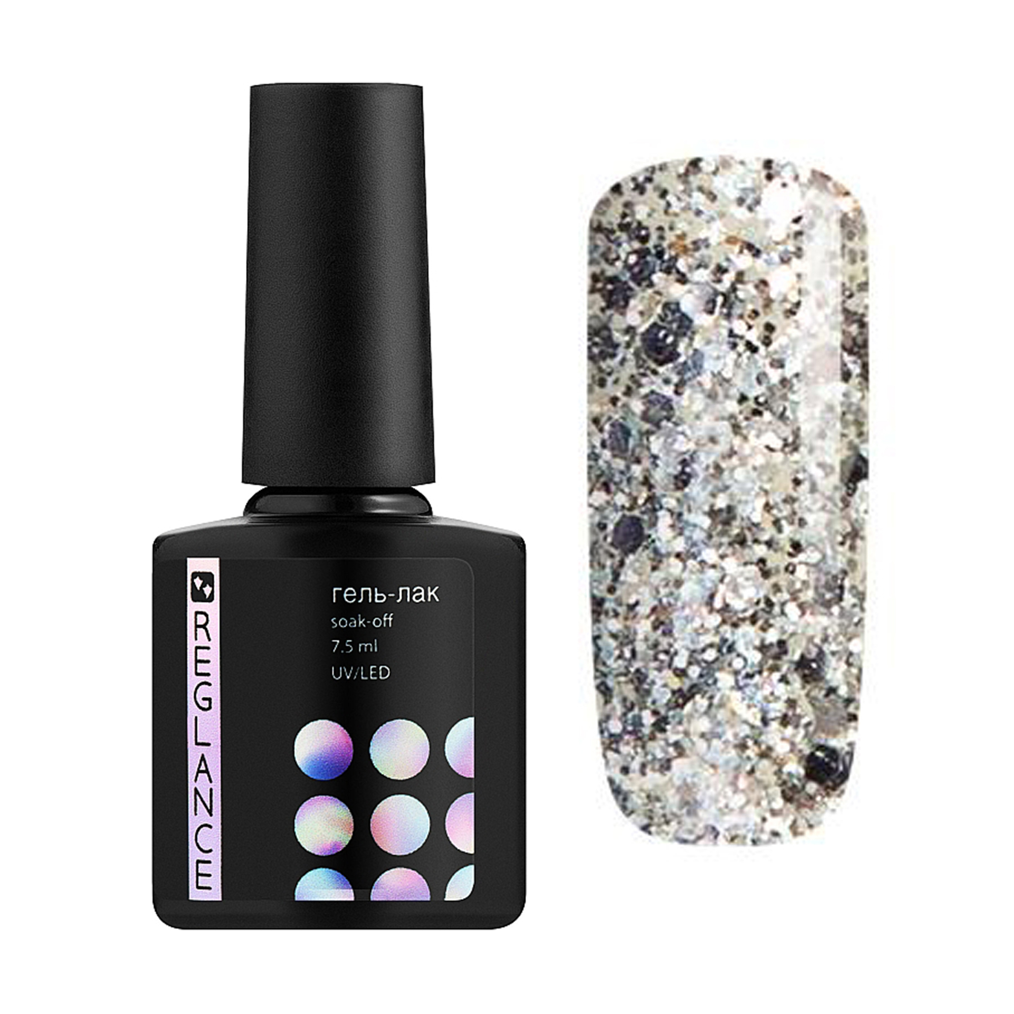 

Гель-лак для нігтів Reglance Gel Polish 097 Сріблястий з великими блискітками, 7.5 мл