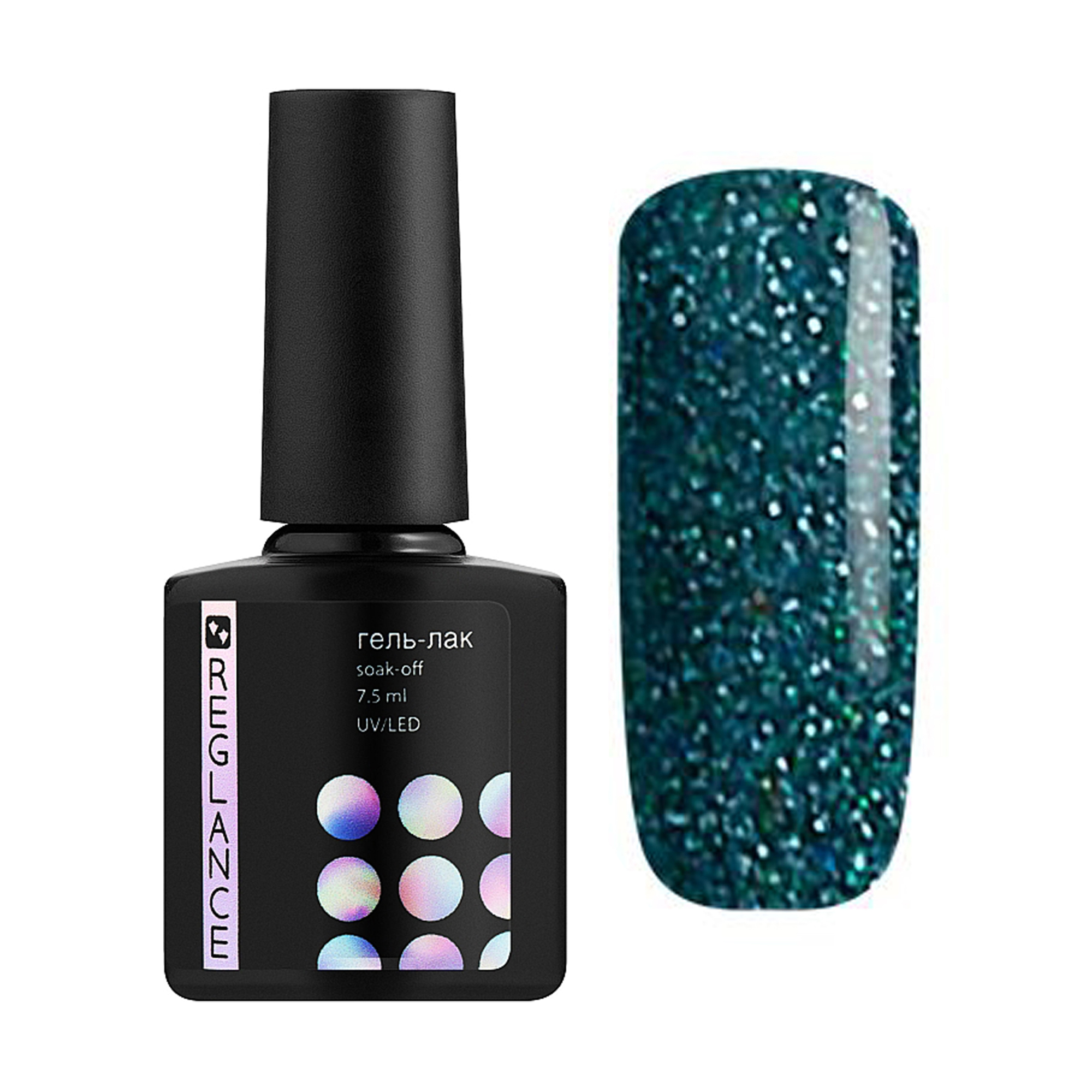 

Уцінка! Гель-лак для нігтів Reglance Gel Polish 164 Темно-зелений з блискітками, 7.5 мл