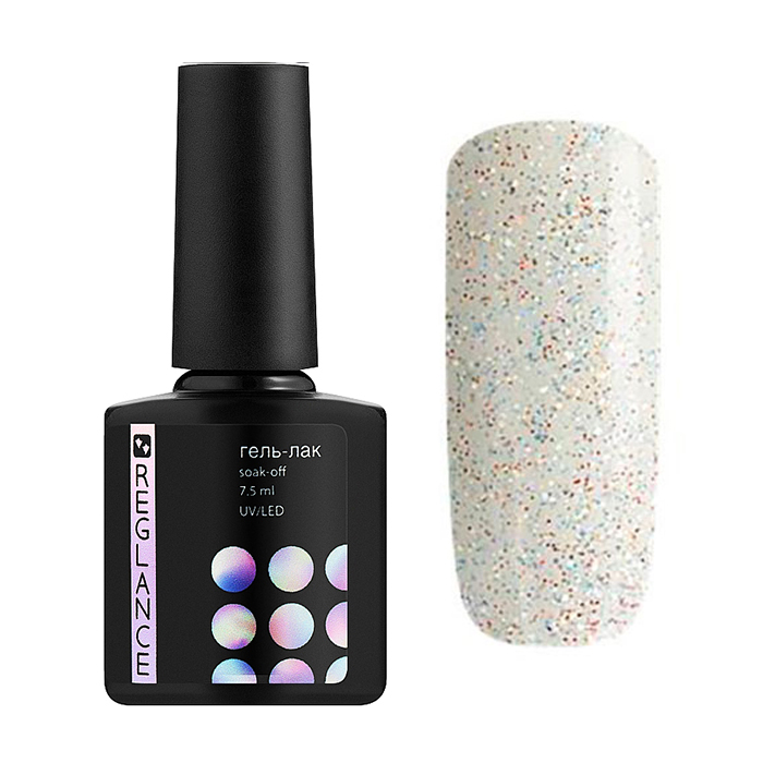 

Уцінка! Гель-лак для нігтів Reglance Gel Polish 175 Сріблястий з різнокольоровим глітером, 7.5 мл